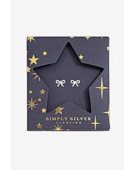 Simply Silver Sterling Silver 925 Polished Bow Earrings - Gift Sleeve