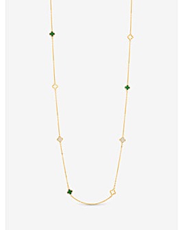 Jon Richard Gold Plated Malachite Clover Station Rope Necklace
