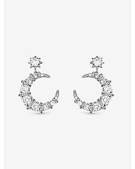 Jon Richard Rhodium Plated and Cubic Zirconia Celestial Drop Earrings