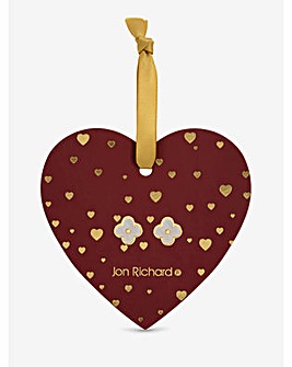 Jon Richard 18K Gold Plated and Mother of Pearl Clover Earrings - Hanging Heart