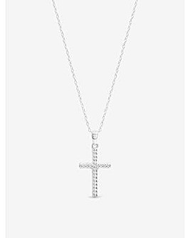 Simply Silver Sterling Silver 925 Polished Ridged Cross Pendant