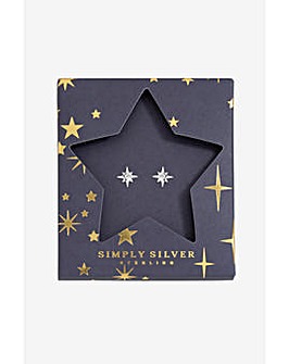 Simply Silver Sterling Silver 925 Cubic Zirconia Star Earrings - Gift Sleeve