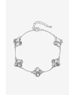 Jon Richard Silver Plated Diamond Cut Clover Bracelet