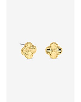 Jon Richard 14K Gold Plated Diamond Cut Clover Earrings