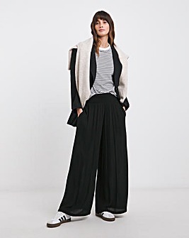 Crinkled Shirred Waist Wide Trousers Regular