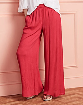 Crinkled Shirred Waist Wide Trousers Regular