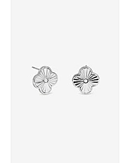 Jon Richard Silver Plated Diamond Cut Clover Earrings