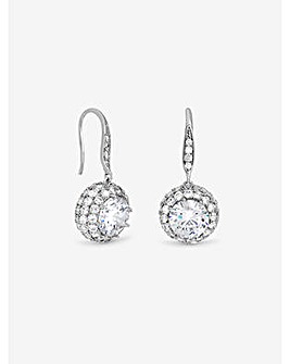 Jon Richard Rhodium Plated Fishhook Halo Drop Earrings
