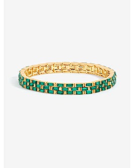 Jon Richard Gold Plated and Emerald Chain Stretch Bracelet