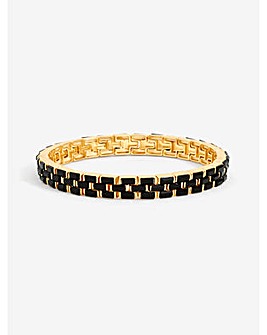 Jon Richard Gold Plated and Jet Crystal Chain Stretch Bracelet