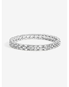 Jon Richard Silver Plated and Crystal Chain Stretch Bracelet