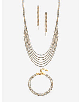 Mood Gold Crystal Multirow Three Piece Set