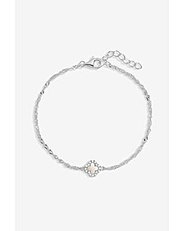 Simply Silver Sterling Silver 925 Mother of Pearl Clover Bracelet