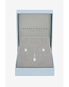 Simply Silver Sterling Silver 925 Cubic Zirconia Cushion Set