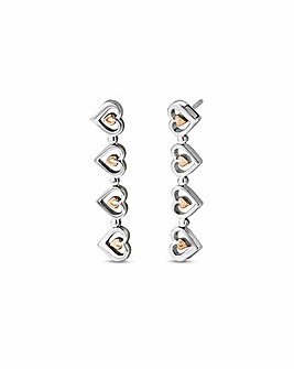 Tree of Life Sterling Silver Heart Drop-Stud Earrings