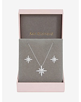 Jon Richard Rhodium Plated Pave Star Set
