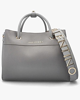 Valentino Bags Alexia Grey Logo Strap Tote Bag