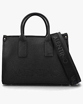 Valentino Bags Foxy Black Debossed Logo Shopper Bag