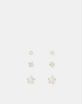 Accessorize 3-Pack Sterling Stud Earrings