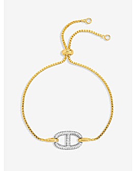 Jon Richard 18K Gold Plated and Crystal Toggle Bracelet