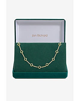 Jon Richard Gold Plated and Emerald Clover Necklace - Gift Box