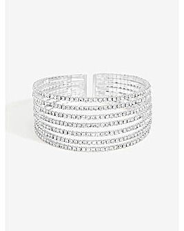 Jon Richard Silver Plated and Crystal Statement Cuff Bracelet