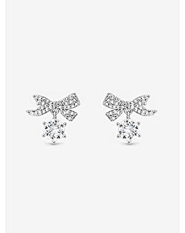 Jon Richard Rhodium Plated and Pave Mini Bow Earrings
