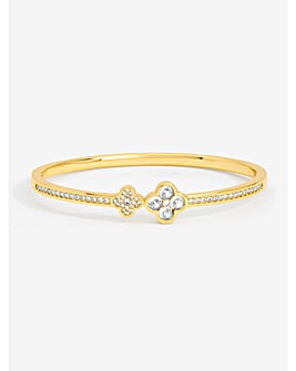 Jon Richard Gold Plated and Pave Clover Bangle