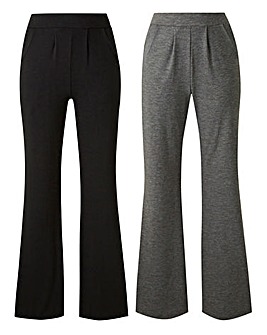 Pack of 2 Jersey Bootcut Trousers Long