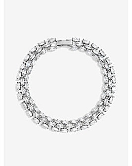 Jon Richard Rhodium Plated and Cubic Zirconia Navette Bracelet