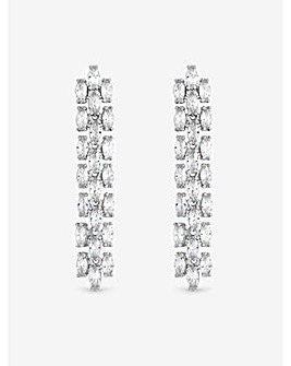Jon Richard Rhodium Plated and Cubic Zirconia Navette Drop Earring