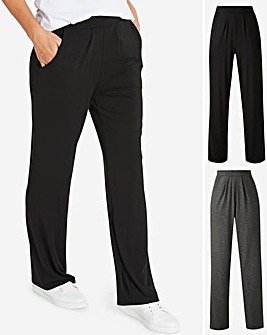 Pack of 2 Stretch Jersey Straight Trousers Regular