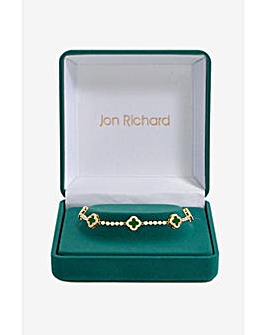 Jon Richard Gold Plated and Emerald Clover Bracelet - Gift Box
