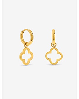 Jon Richard Waterproof Gold Plated Clover Huggie Hoops