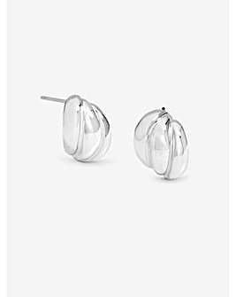 Jon Richard Silver Plated Mini Ribbed Stud Earrings