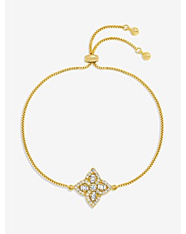 Jon Richard 18K Gold Plated and Crystal Clover Bracelet