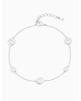 Jon Richard Silver Plated and Cubic Zirconia Besel Station Bracelet