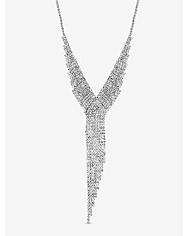 Jon Richard Silver Plated and Crystal Statement Drop Necklace