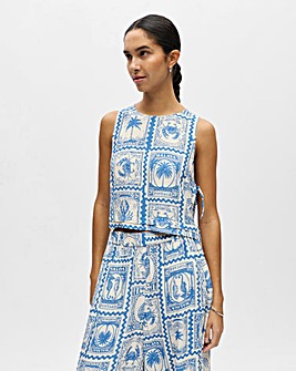OBJECT Sleeveless Postcard Print Cropped Top