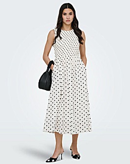 JdY Diego S/L Woven Spot Midi Dress