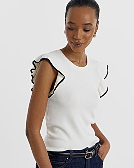 Jdy Adele S/L O-Neck Frill Top Knit