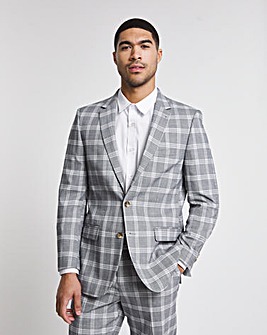 Light Grey Check Regular Fit Suit Jacket