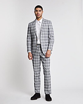 Light Grey Check Regular Fit Suit Trouser