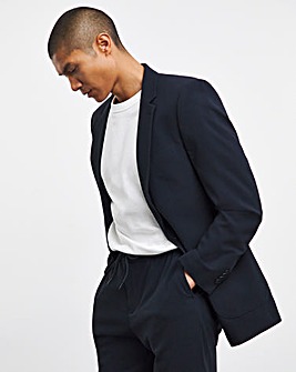 Navy Textured Patch Pocket Reg Fit Suit Jacket