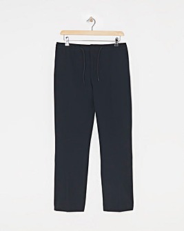 Navy Textured Smart Jogger Waistband Trouser