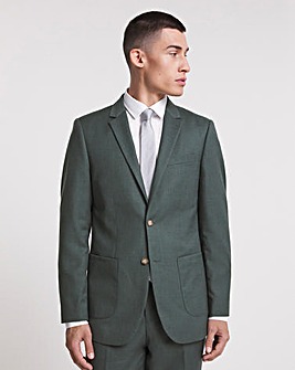 Green Linen Look Regular Fit Suit Jacket