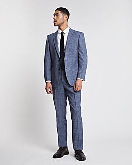 Light Blue Textured Regular Fit Suit Trouser