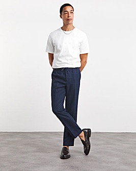 Navy Check Smart Jogger Waistband Trouser