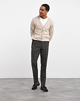 Brown Textured Check Regular Suit Trouser