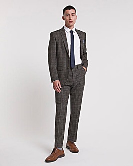 Brown Textured Check Regular Suit Trouser